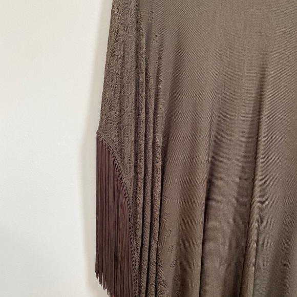 RACHEL ZOE Izzy Fringe Poncho Blouse - Army Green - Picture 9 of 13